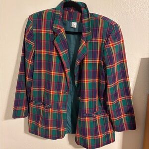Vintage Plaid Women's Jacket - Multicolor